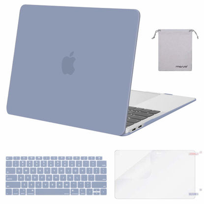 Picture of MOSISO Compatible with MacBook Air 13 inch Case 2022, 2021-2018 Release A2337 M1 A2179 A1932, Plastic Hard Shell&Keyboard Cover&Screen Film&Storage Bag for MacBook Air 13.3 inch Case, Lavender Gray