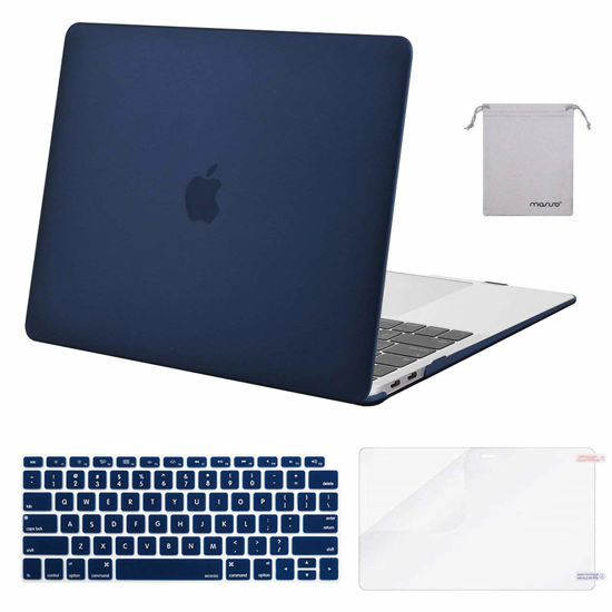 Picture of MOSISO Compatible with MacBook Air 13 inch Case 2022, 2021-2018 Release A2337 M1 A2179 A1932, Plastic Hard Shell&Keyboard Cover&Screen Film&Storage Bag for MacBook Air 13.3 inch Case, Navy Blue