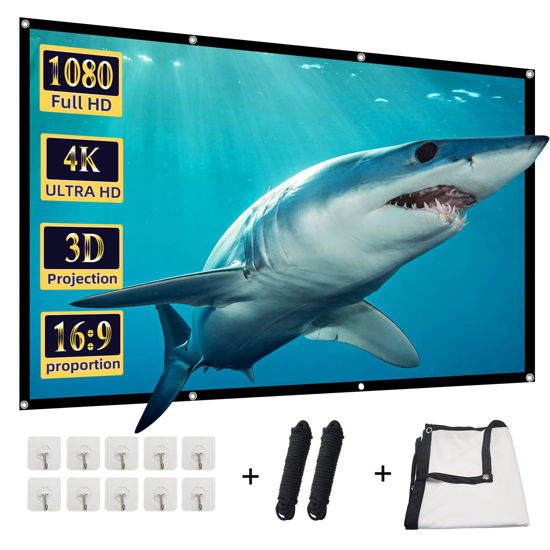 Picture of 100 inch Projector Screen,DUYIKJ Foldable Washable Portable Rear Front Projector Screen 4K Indoor Outdoor 16:9 HD Projection Movies Screen for Backyard Home Theater Office