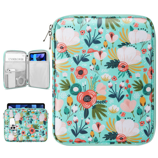 Picture of Dadanism 9-11 Inch Tablet Sleeve Bag Carrying Case for iPad 9/8/7th Gen 10.2, iPad Air 11" 2024, iPad Pro 11 M4 M2 2024, iPad Air 5/4 10.9, iPad 10th Gen 10.9, Galaxy Tab A9+/S9 FE/A8, Grass + Flower