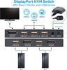 Picture of 2 Port Displayport KVM Switch 4K@60Hz, 2 Way DP USB Switch for 2 Computer Share 1 HD Monitor and Keyboard Mouse Printer, Including 2 DP Cables & 2 USB Cables