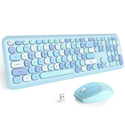 Picture of MOFII Wireless Keyboard and Mouse Combo Silent, Slim Compact 2.4G USB Full Size, Cute 110 Keys Keyboard for PC, Notebook, MacBook, Tablet, Laptop, Windows System