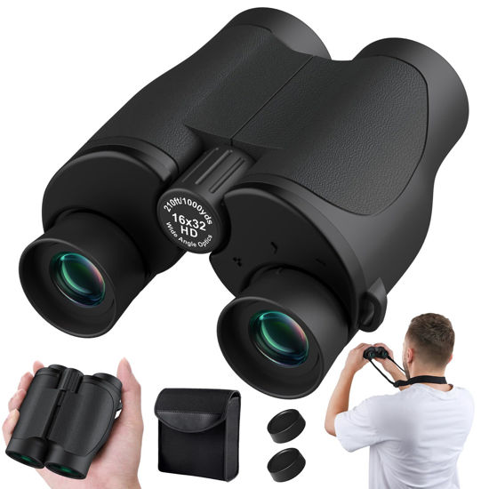 Picture of Aurosports 16x32 Compact Binoculars for Adults and Kids - High Powered Small Binoculars with Low Light Vision - Easy Focus Lightweight Binoculars for Bird Watching Hunting Travel Hiking