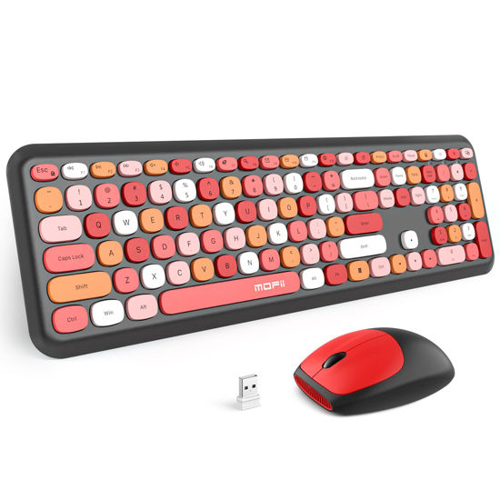 Picture of MOFII Wireless Keyboard and Mouse Combo Silent, Slim Compact 2.4G USB Full Size, Cute Keyboard 110 Keys for PC, Notebook, MacBook, Tablet, Laptop, Windows System