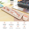 Picture of Wireless Keyboard and Mouse Combo, Colorful Ergonomic Full Size Retro Low-Noise Keyboard with Cute keycaps, Compatible with Windows, PC, Perfer for Home and Office Keyboards (Brown)