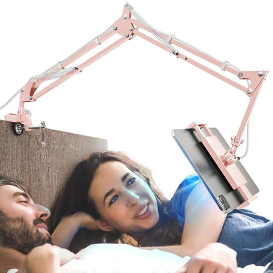 Picture of CACENCAN Foldable Tablet Stand, Tablet Mount Adjustable for Bed,Universal Flexible Tablet Holder with 360 Degree Rotation for iPad/iPhoneX/iPad Pro/N-Switch,or Other 4.5~13.5 Inches Devices (Pink)