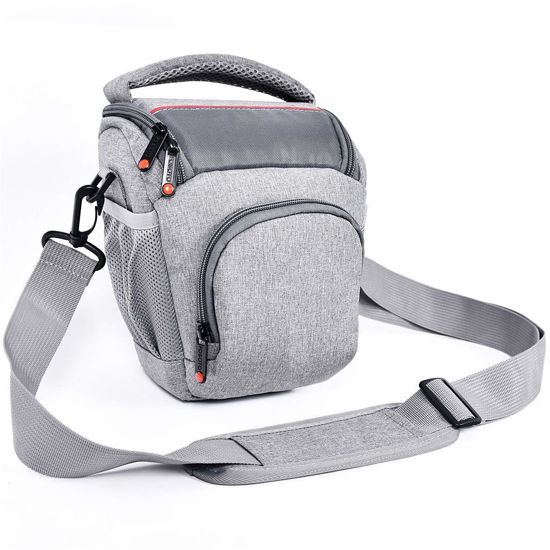 Picture of FOSOTO Compact DSLR Camera Bag Shoulder Crossbody Case Compatible for Canon EOS Rebel T6 T7 T8i T100 SL3 XTi 4000D 2000D Nikon D5600 D3400 D3500 Pentax K-70 Olympus E-M10 with Waterproof Rain Cover