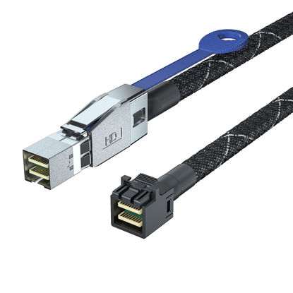 Picture of SFF-8644 to SFF-8643 Mini SAS Hybrid SAS Cable, External 26Pin to Internal 36Pin Hybrid 12Gbps SAS3.0 Cable for Raid Systems, DataCenter, Servers, Workstations and Desktops, 100-Ohm, 0.5-m(1.6ft)