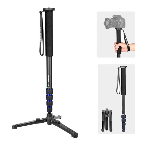 Picture of Koolehaoda Extendable Camera Monopod Aluminum Alloy with Tripod Support Base, 5-Section 20-66inch Adjustable for SLR Cameras Camcorder Video,Payload up to 15.5lbs