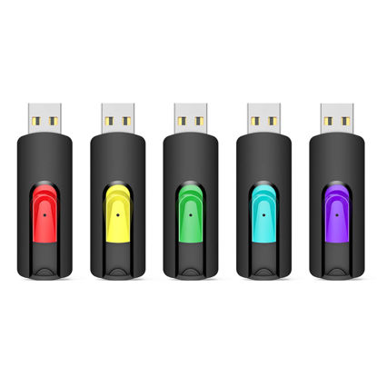 Picture of Aiibe 128GB Flash Drive 5 Pack 128GB USB Flash Drive Thumb Drive 128 GB USB Drive USB 2.0 Memory Sticks 128GB USB Jump Drives 128GB (5 Pack, Red Green Cyan Yellow Purple)