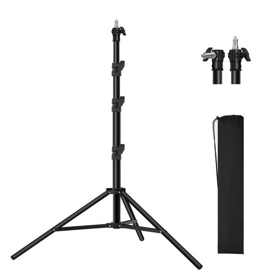 Picture of Heavy Duty Light Stand 9.8ft /3m Photography Tripod Light Stand Metal Adjustable Spring Cushioned with Carry Bag 1/4” to 3/8” Universal Screw for Photography LED Video Light, Ring Light, Monolight