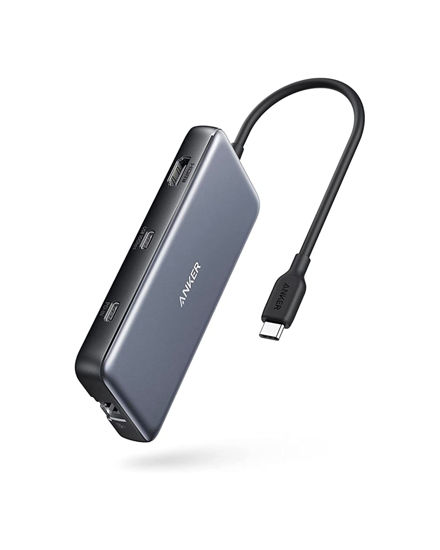 Picture of Anker 555 USB-C Hub (8-in-1), with 100W Power Delivery, 4K 60Hz HDMI Port, 10Gbps USB C and 2 A Data Ports, Ethernet microSD SD Card Reader, for MacBook Pro More