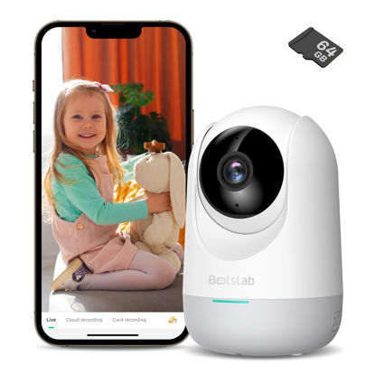 Picture of Botslab Baby Monitor Camera-2K baby video monitor with camera,Human&Motion Detection,indoor camera for home security with Night Vision,include 64GB SD card,Compatible with Alexa