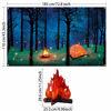 Picture of Forest Scene Camping Backdrop Camping Photography Background Camping Photo Backdrop and 2 Sets 3D Decorative Cardboard Campfire Centerpiece Artificial Fire Party Decoration for Camping Theme Party