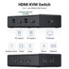 Picture of UGREEN KVM Switch, Share 4 USB Ports, USB and HDMI Switch for 2 Computers for Keyboard Mouse Printer to One Monitor Support 4K@60Hz, 3D, HDR, Include Desktop Controller, 2 USB Cables and 2 HDMI Cables