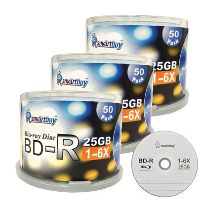 Picture of Smartbuy 150 Pack Bd-r 25gb 6X Blu-ray Single Layer Recordable Disc Logo Top Blank Data Video Media 150 Disc Spindle