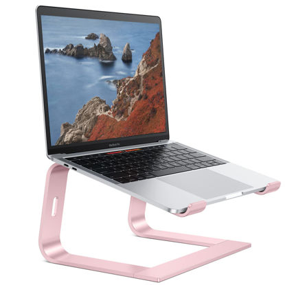 Picture of OMOTON Laptop Stand for Desk, Detachable Laptop Riser, Aluminum Laptop Holder, Compatible with MacBook Air/Pro, Dell, HP, and All Laptops (11-16 inch), Rose Gold