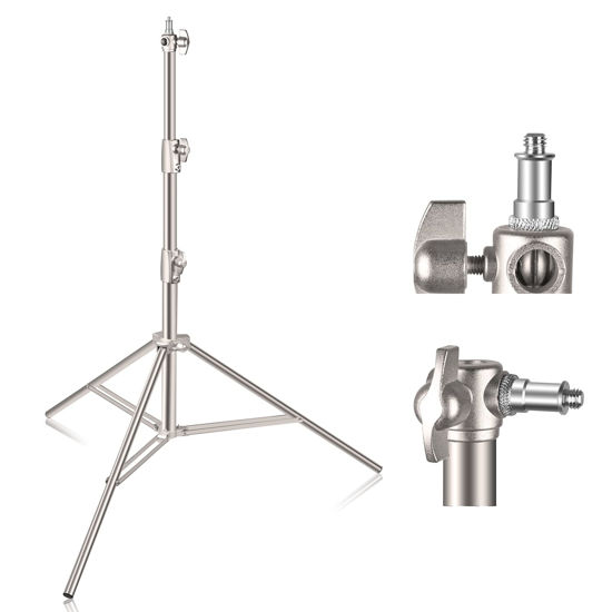 Picture of EMART 9.2ft/280cm Stainless Steel Light Stand for Photography, Spring Cushioned Heavy Duty Tripod Stand with 1/4" to 3/8" Universal Adapter for Ring Light, Studio Softbox, Strobe, Monolight, Reflector