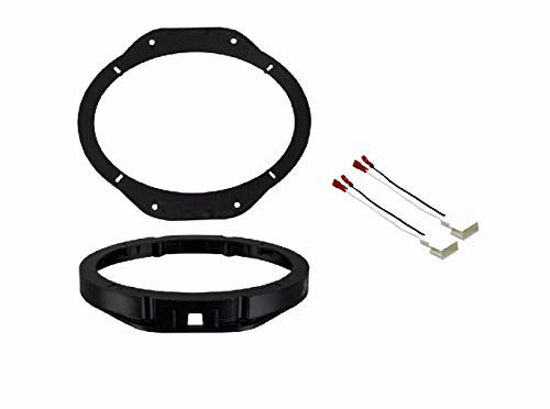 Picture of 6x9" Car Speaker Install Adapter Mount Bracket Plates and Speaker Wire Connectors for Front Door Speakers: Made for Ford: 2015-2022 F-150 and 2017-2021 F-250/F-350/F-450