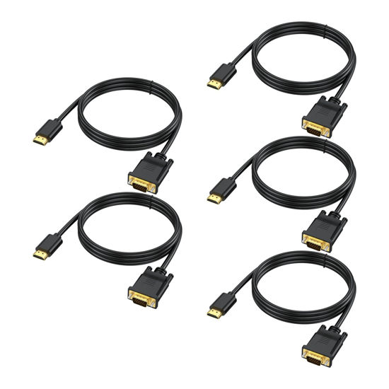 Picture of URELEGAN HDMI to VGA Cable 6 Feet 5-Pack, HDMI to VGA Cable Cord 1080P HD Video Cables Compatible for Computer, Desktop, Laptop, PC, Monitor, Projector, HDTV and More (NOT Bidirectional)