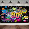 Picture of Irenare Back to The 90s Backdrop for Party Decorations 90s Retro Hanging Banner Background for Photography Hip Hop Graffiti Wall Decor Photo Back Props for 90s Themed Birthday Party 73 x 43 Inch