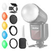 Picture of TOAZOE TR-09 Magnetic Flash Accessories Kit for Godox V1 Round Head Speedlite Flashes, includes Dome Diffuser, Diffuser Panel, Barndoor, Honeycomb Grid, Bounce Diffuser, Color Gels