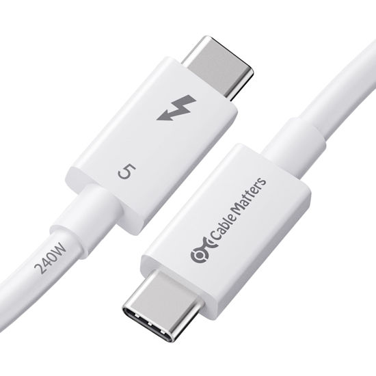 Picture of Cable Matters [Intel Certified] 80Gbps Thunderbolt 5 Cable with up to 120Gbps Bandwidth Boost and 240W Charging in White - 1m / 3.3ft, Compatible with Thunderbolt 4, USB 4 and USB-C