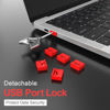 Picture of 50Pcs USB Port Blocker with 3 Key,Locking USB Port/Dust Blocker,USB-A Dust Cap Female Port Plug Protector, Compatible with USB-A Ports,Computers,TVs,Routers (Red)