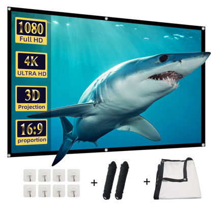 Picture of 84 inch Projector Screen, DUYIKJ Foldable Portable Rear Front Projector Screen 4K Indoor Outdoor 16:9 HD Double Sided Projection Movies Screen for Backyard Home Theater Halloween Videos Screen