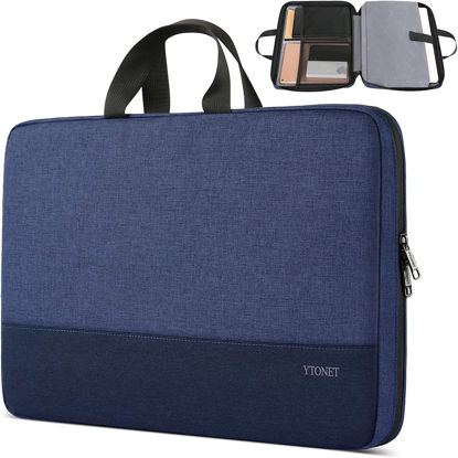 Picture of Ytonet Laptop Sleeve Case 13 13.3 Inch, TSA Slim Laptop Cover with Handle, Water Resistant Business Carrying Case Compatible with MacBook Air MacBook Pro HP Dell Lenovo Notebooks, Dark Blue