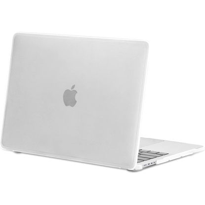 Picture of BlueSwan Anti-Cracking Hard Shell Case Compatible with MacBook Pro 14-inch 2024-2021 Release M3 M2 M1, Anti-Fingerprint Soft TPU Bumper, Frosted Clear(Clear Bumper)