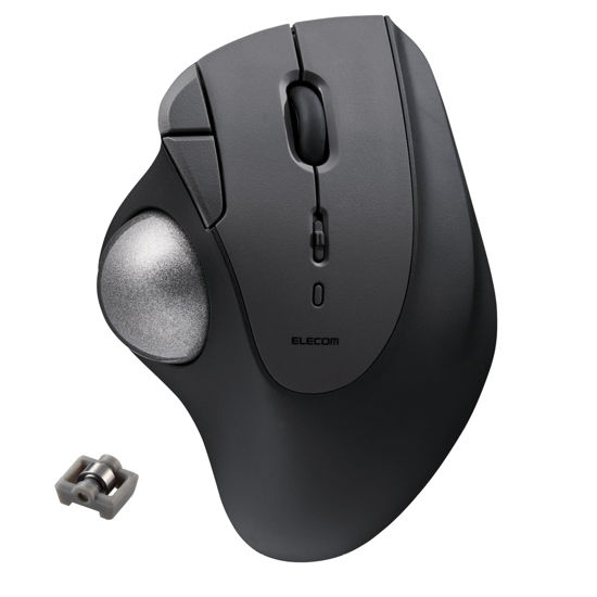 Picture of ELECOM Ergonomic Comfort Design Trackball IST Bluetooth 5.3, Super-Smooth Tracking with Roller Ball Bearing, 36mm Ball, Thumb control, Compatible for Windows, PC, Mac, iPadOS, and Android (M-IT11BRBK)