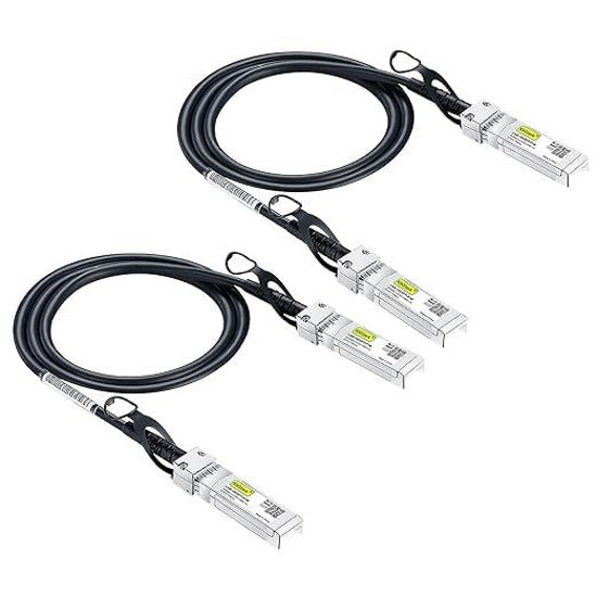 Picture of 10Gtek 1.25G SFP DAC Twinax Cable - Gigabit Passive Direct Attach Copper Twinax SFP Cable for Cisco SFP-1GBASE-CU0.5M, Ubiquiti UniFi, Fortinet, Netgear, TP-Link and More, 0.5-Meter(1.6ft), 2-Pack