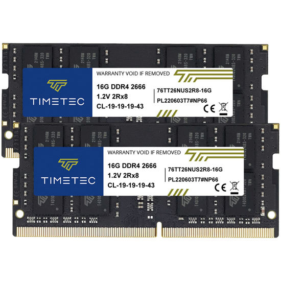 Picture of Timetec 32GB KIT(2x16GB) DDR4 2666MHz (DDR4-2666) PC4-21300 (PC4-2666V) Non-ECC Unbuffered 1.2V CL19 2Rx8 Dual Rank 260 Pin SODIMM Laptop Notebook PC Computer Memory RAM Module Upgrade