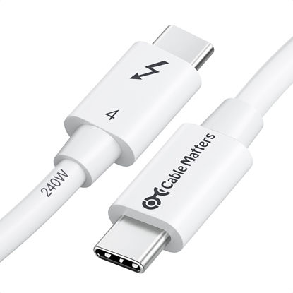 Picture of Cable Matters [Intel Certified] 40Gbps Thunderbolt 4 Cable 3.3ft with 8K Video and 240W Charging in White - 1m, Compatible with USB4, Thunderbolt 3 Cable and USB-C