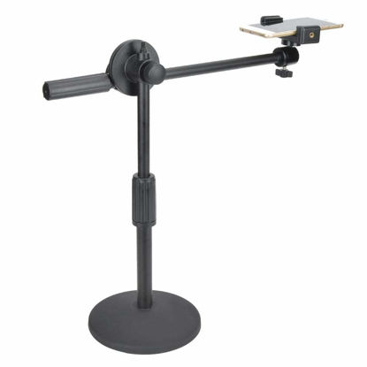 Picture of Phone Photography Video Bracket Stand,360° Rotate Foldable Arm Overhead Low Angle Photo Shooting Live Recording Desktop Mount Stick Holder Extension Rod Pole,with 5.3-10cm Phone