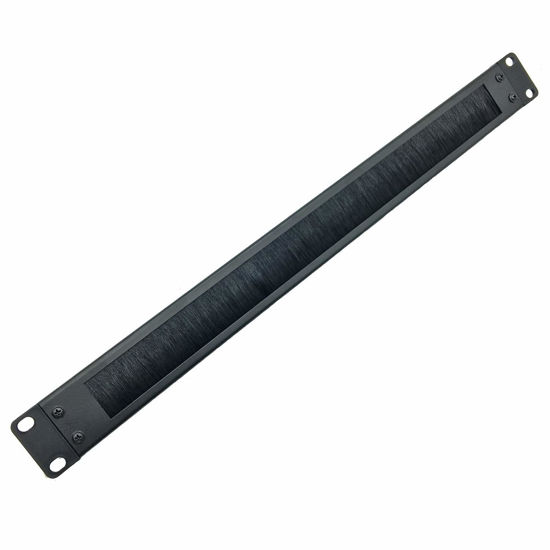 Picture of Jingchengmei Rack Mount Cable Management Panel, 1U, Nylon, Black, for 19-Inch Servers, Brush for Cable Entry