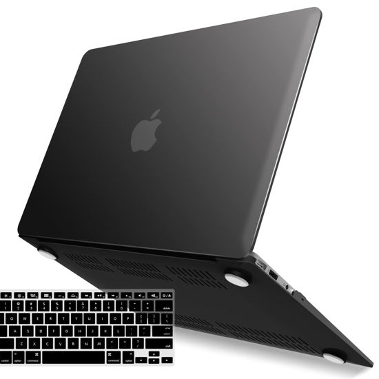 Picture of IBENZER Compatible with Old Version MacBook Air 13 Inch Case (2010-2017 Release). Models: A1466 / A1369, Plastic Hard Shell Case with Keyboard Cover for Mac Air 13, BK, A13BK+1N