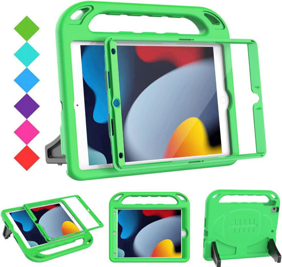 Picture of BMOUO Kids Case for iPad 9th/8th/7th Generation, with Built-in Screen Protector, Shockproof Handle Stand Kids iPad 10.2" Case 2021/2020/2019, Green