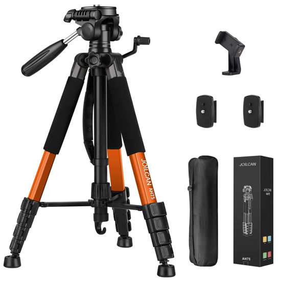 Picture of JOILCAN Tripod Camera Tripods, 74" Tripod for Camera Cell Phone Video Photography, Heavy Duty Tall Camera Tripod Stand, Professional Travel DSLR Tripods Compatible with Canon iPhone, Max Load 15 LB