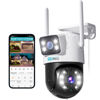 Picture of SOVMIKU Dual Lens Linkage 6MP Security WiFi Cameras Outdoor, PTZ, Auto Tracking, Human Detection, Light Alarm, Color Night Vision, Only 2.4G WiFi, 2 Way Audio, 24/7 Record, Plug-in Cable