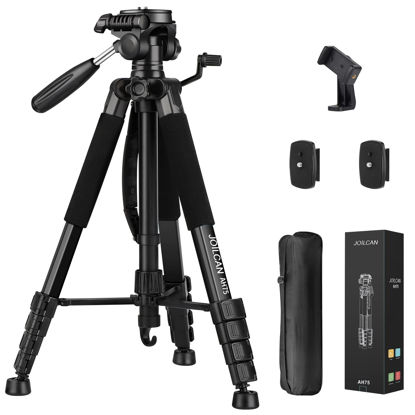 Picture of JOILCAN Tripod Camera Tripods, 74" Tripod for Camera Phone Video Recording, Heavy Duty Camera Tripod Stand, Professional Travel DSLR Tripods Compatible with Canon iPhone, Max Load 15 LB