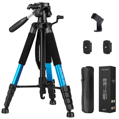 Picture of JOILCAN Tripod Camera Tripods, 74" Tripod for Camera Cell Phone Video Recording, Heavy Duty Tall Camera Tripod Stand, Professional Travel DSLR Tripods Compatible with Canon iPhone, Max Load 15 LB