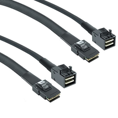 Picture of H!Fiber.com 2 Pack 12G Internal Mini SAS HD SFF-8643 to SFF-8087 Cable, 1m Internal Mini SAS to Mini SAS Cable, 36 Pin, 100-Ohm, with Sideband, Flexible, Support RAID, PCIE Controller, 1-Meter(3.3ft)