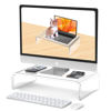 Picture of Beimu Acrylic Monitor Stand Riser Acrylic Laptop Stand for Desk Clear Computer Monitor Stand for Desk Accessories White Aesthetic Decorations for Office Home iMac Organizer