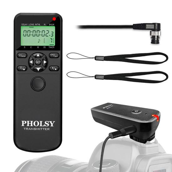 Picture of PHOLSY Intervalometer for Nikon Remote Shutter Release N8 Compatible with Nikon Z8 Z9 D3 D4 D5 D6 D800 D850 D810 D700 D500 D300 D200 F6 F100 F5 F90 N90s D1X D2H D3X Fuji S5 S3 Pro MC-36A