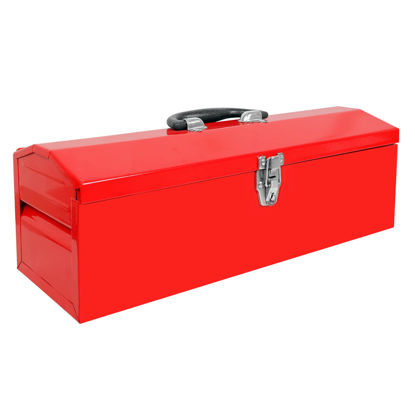 Picture of BIG RED ATB212R Torin 19" Steel Portable Tool Box Hip Roof Style Tool Box Organizer with Metal Latch Closure and Removable Storage Tray, Red