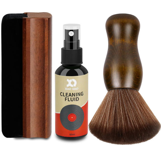 Picture of XQ XIAO QIAO Vinyl Record Cleaner Kit - 5-in-1 Vinyl Records Cleaning Kit Includes Soft Velvet Record Brush, Cleaning Liquid, Nano Fiber Record Cleaning Brush, Cleaning Cloth and Storage Bag