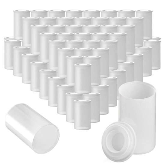 Picture of 120 Pieces Film Canisters with Caps 35 mm Plastic Empty Camera Reel Storage Containers Case with Lids for Small Accessories Rockets Experiment Fish Hook Film Keys Coins Art Beads (White)