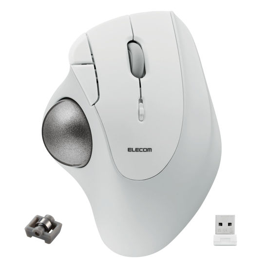 Picture of ELECOM Ergonomic Comfort Design Trackball IST Wireless 2.4GHz Connect, Super-Smooth Tracking with Roller Ball Bearing, 36mm Ball, Thumb Control, Compatible for Windows, PC, and Mac White (M-IT11DRWH)